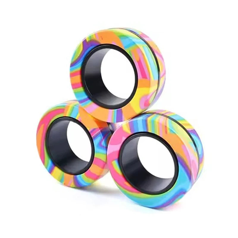 sell well 3pc stress reduction magnetic ring toy, color ring toy, ADHD anxiety relief stress reduction ring Holiday gift