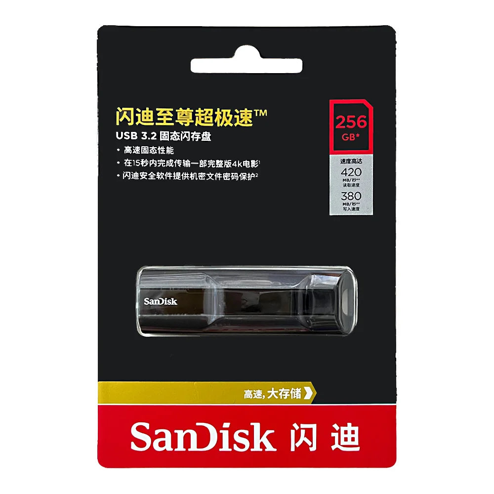 SanDisk Extreme PRO USB 3.2 Solid State Flash Drive 128GB 256GB 512GB 1TB Pen Drive Up to 420MB/s USB Flash Drive SDCZ880 U Disk