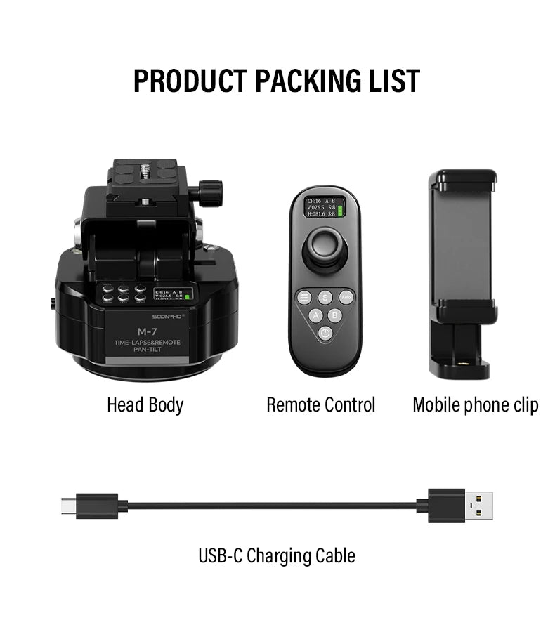 Soonpho M7 Photography Electric Gimbal Remote Control 360° Pan Tilt Head Motorised Gimbal Auto Face Tracking Tripod