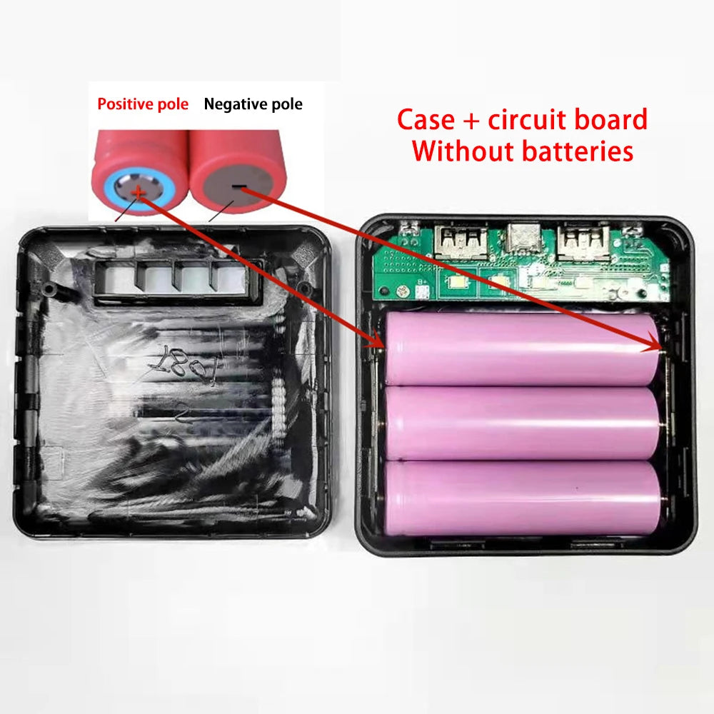 3*18650 Battery Holder Type-C Power Bank Battery Box Mobile Phone Charger DIY Shell Case Charging Storage Case For SmartPhones