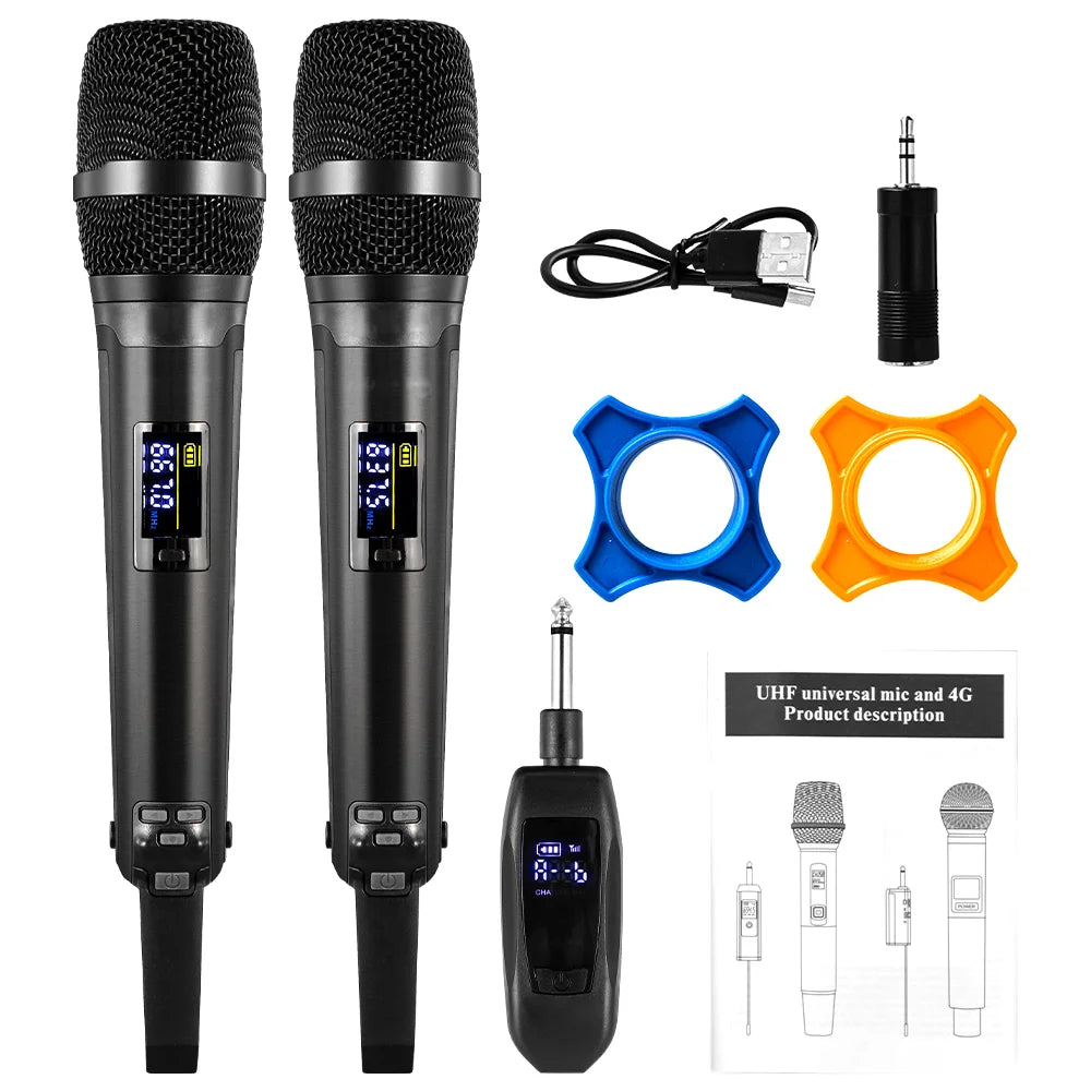 Professional 2channel RHF Wireless microphone system SKM9000 DJ mic Up to 656FT Range with Rechargeable receiver for Karaoke