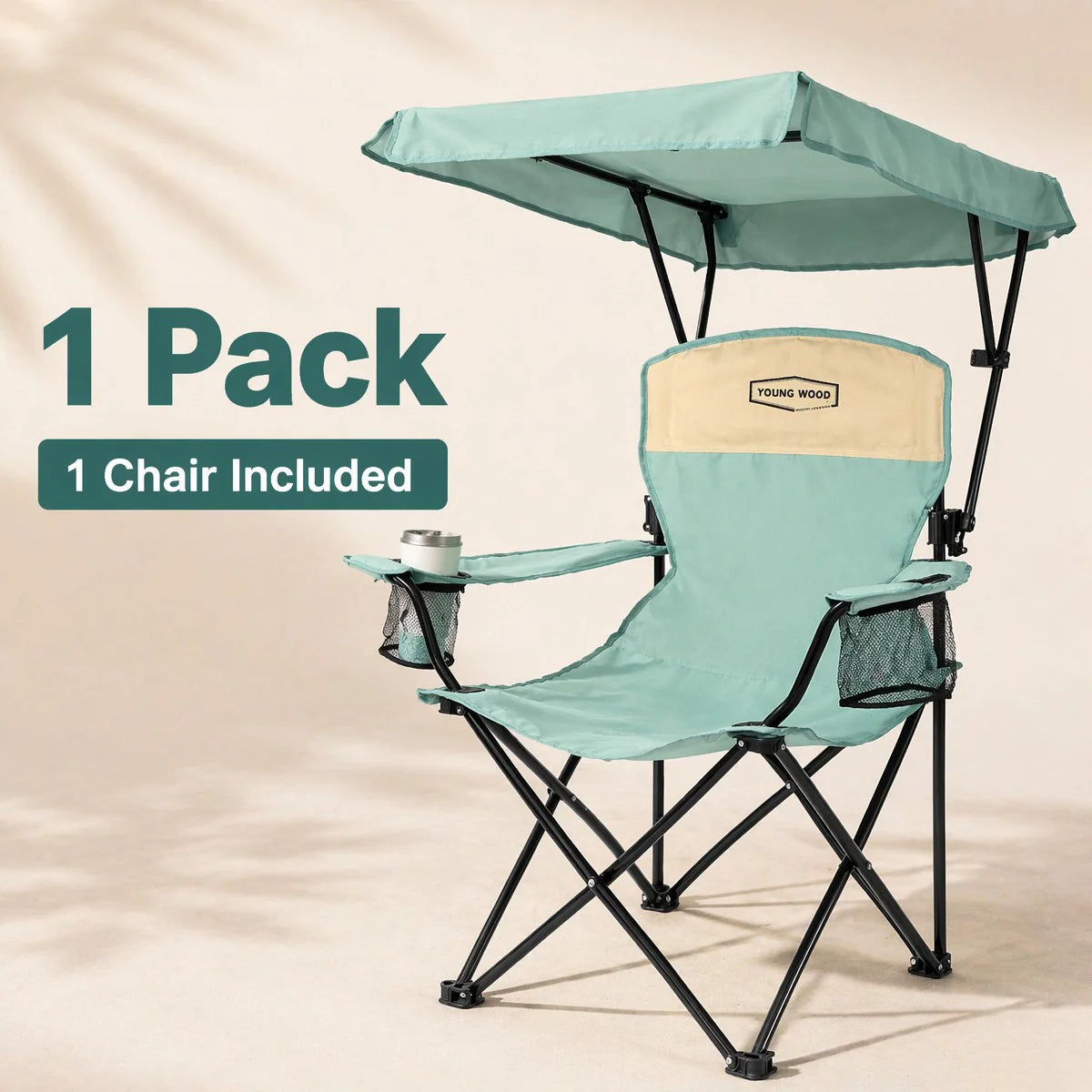 Camping Chair with Canopy, Beach Chair with Shade,Portable,Lightweight Oversized for All, Easy to Open and Close Without Install