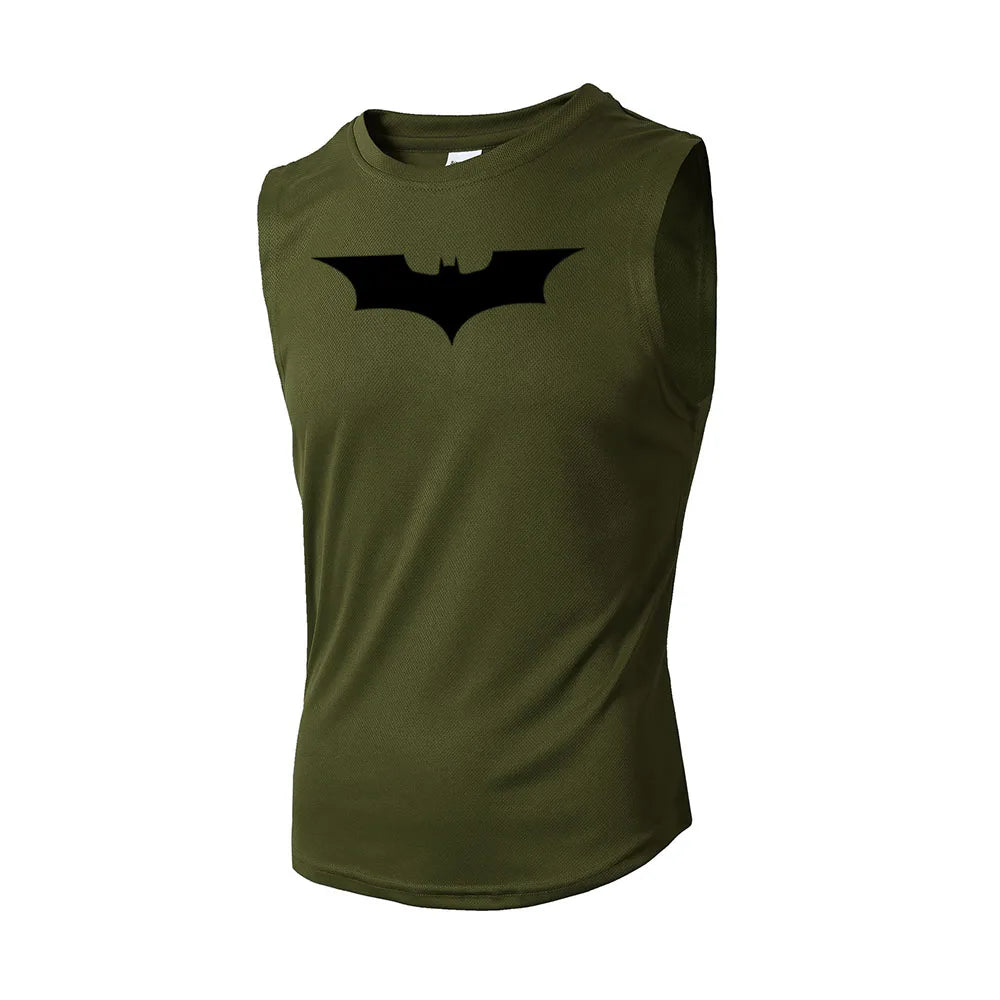 Bat Printed Men's Loose Sleeveless T-shirt Autumn inner wear Running T Shirt Gym Fitness Jogging Vest Male Casual Shirt Tops