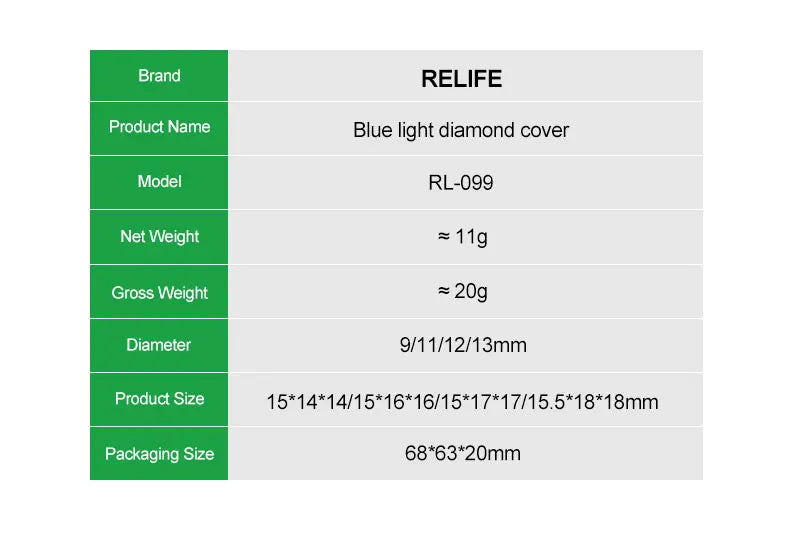 RELIFE RL-099 Camera Protective Cap Blue Light Shield Metal Cover for Mobile Phone Lens Disassembly Glue Removal Repair Tool