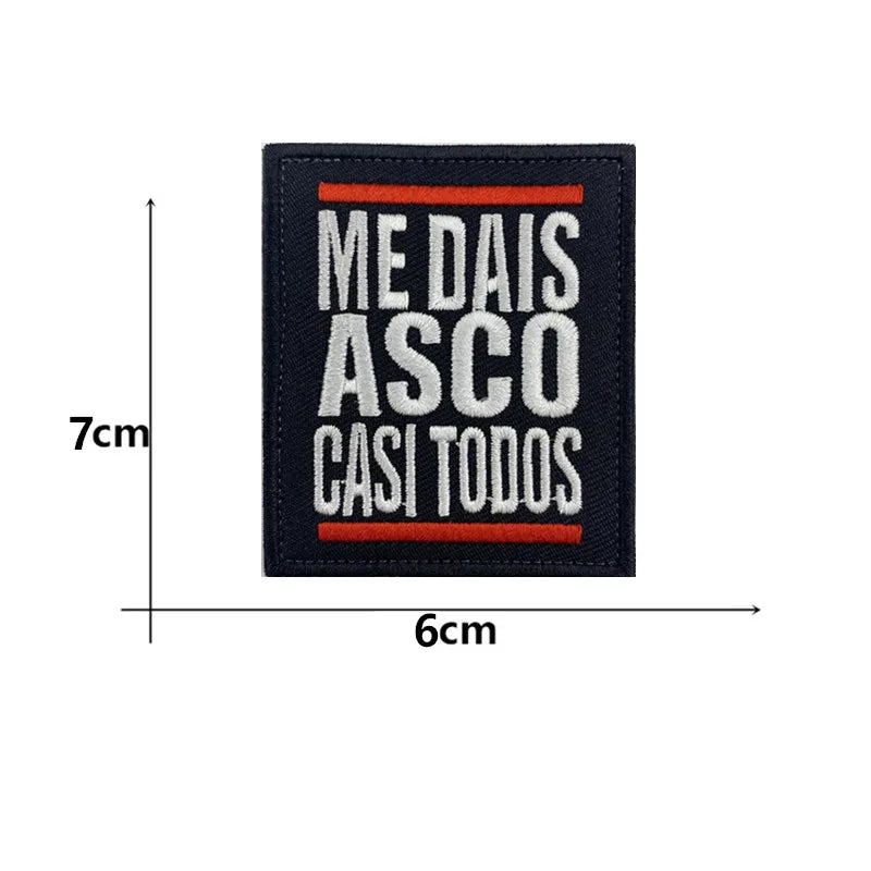 Embroidery Funny Spanish Alphabet Motivational Patches Spain Appliqued Chevron Stripes