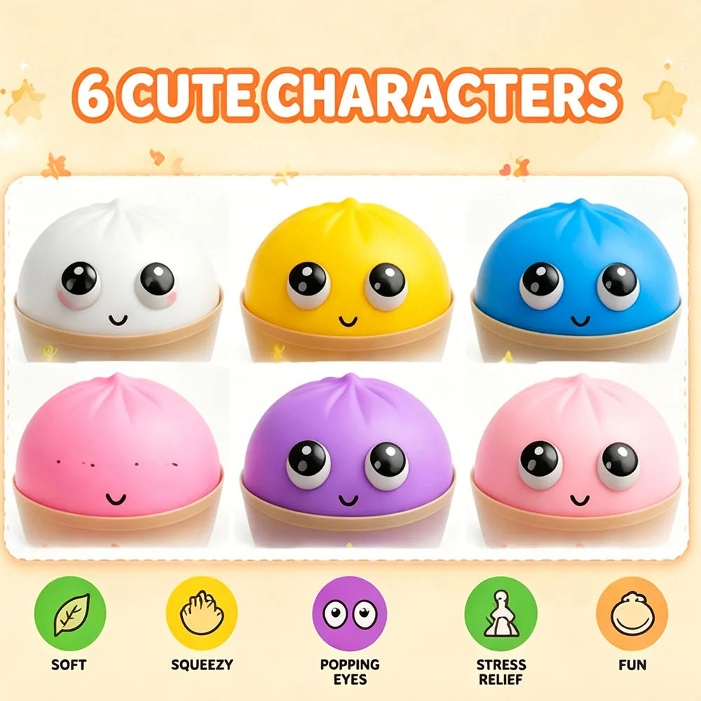 Mystery Blind Box 8.5cm Unicorn Bao Bun Squishy With Steamer Eye Popping Jelly Beads Squeeze Surprise Party Favor Novelty Prop