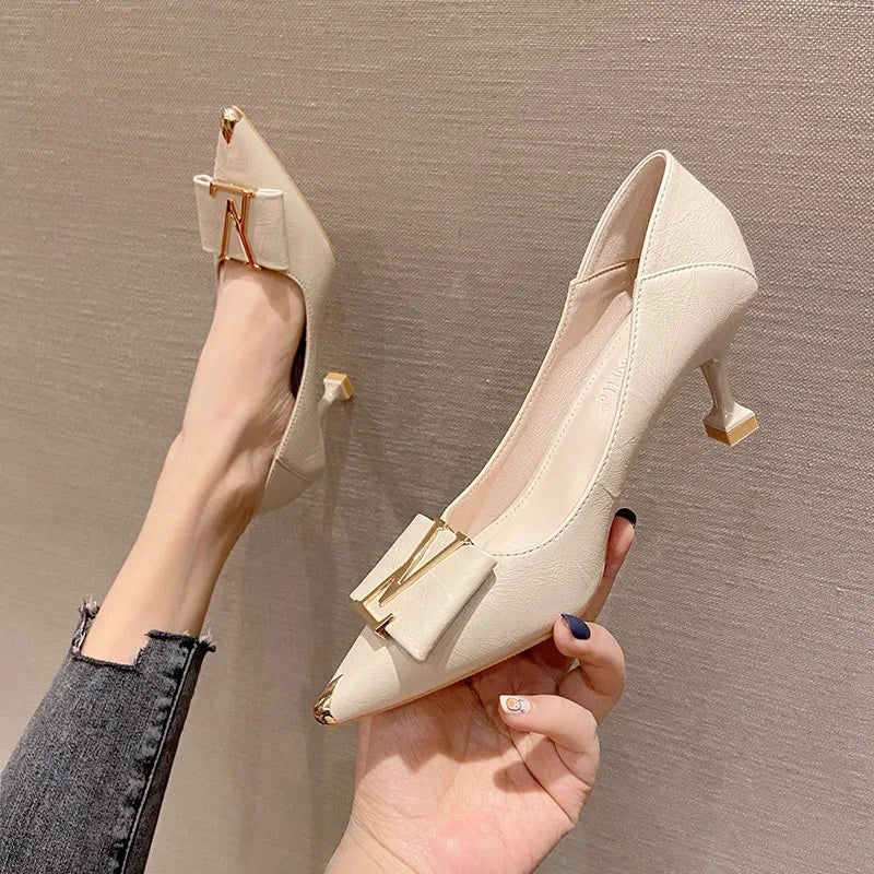 Summer New Pointed-Toe Stiletto Heels, Women's Medium Height Office Pumps, Elegant Work Dress Shoes for Commuting 2026