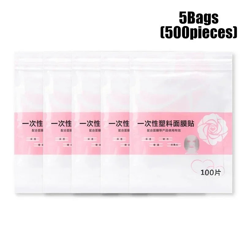 100-500pcs Disposable Plastic Film Face Mask Neck Stickers Transparent Wrap Facial Beauty Makeup Tools Cleaner Skincare