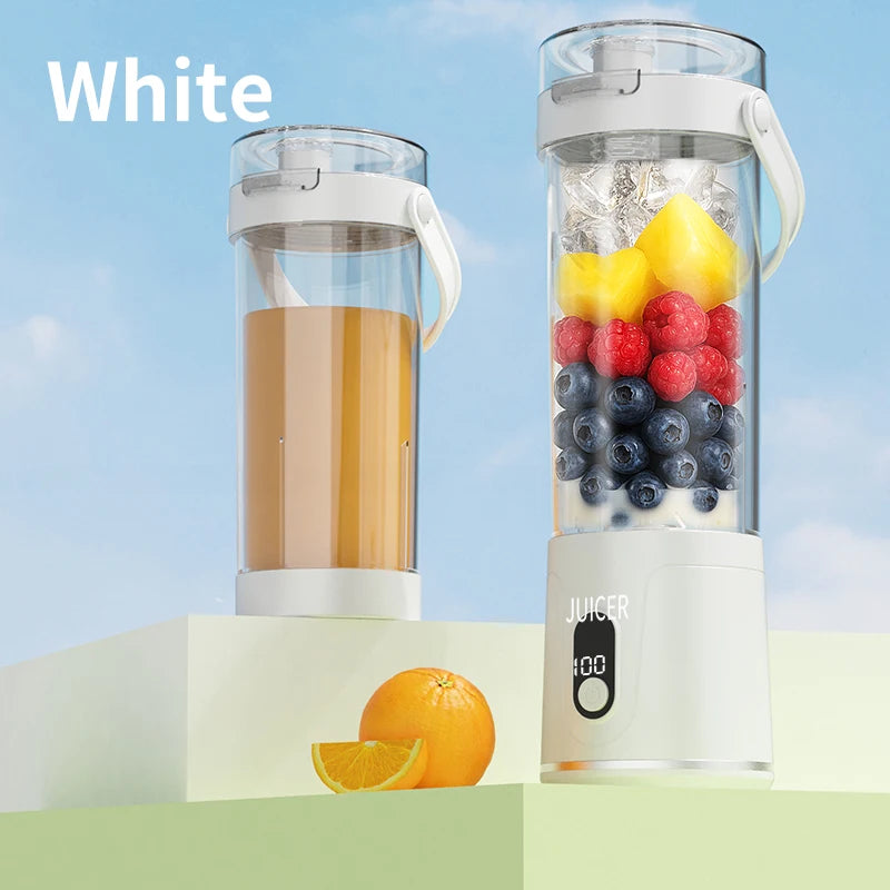 Portable 600ML Juicer Cup 12 Blades for Shakes Smoothies Rechargeable USB Traveling Fruit Juicer Double Cup Fruit Blender
