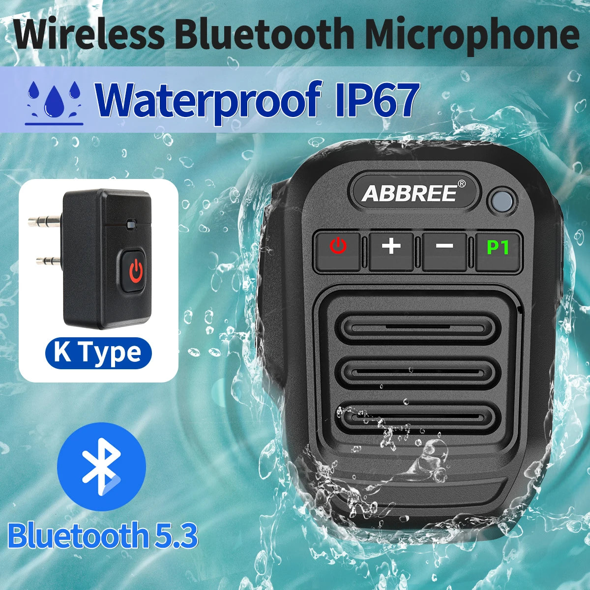 ABBREE Walkie Talkie Bluetooth Wireless Speaker Mic For Baofeng UV-5R UV-5RH UV-21 PRO V2 Quansheng UV-K5 (8) UV-K6 Ham Radio