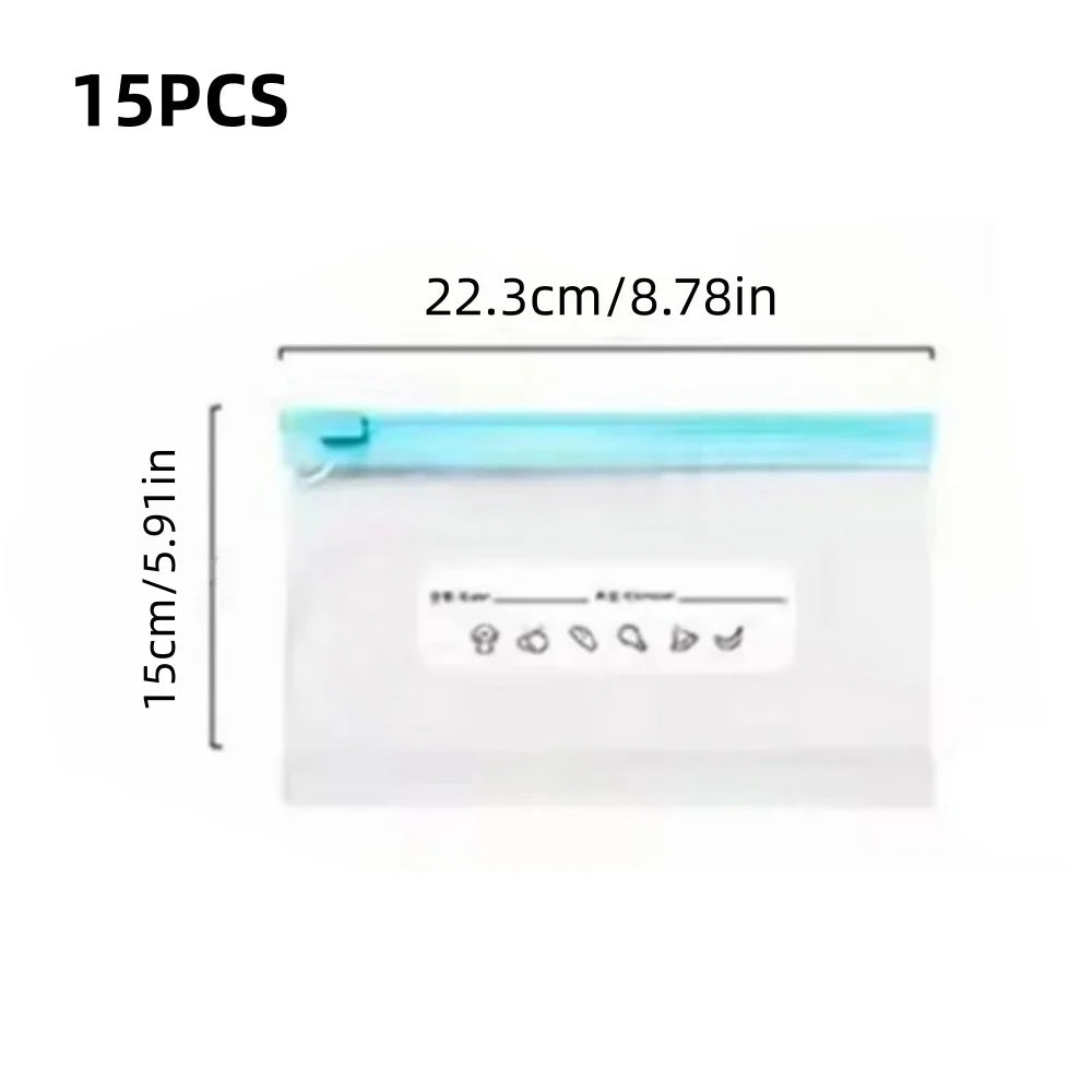 3 Sizes Food Grade Reusable Fresh Keeping Bags Zip Lock Seal Stand Up Storage Bags for Fridge Food Organization For Home Fridge