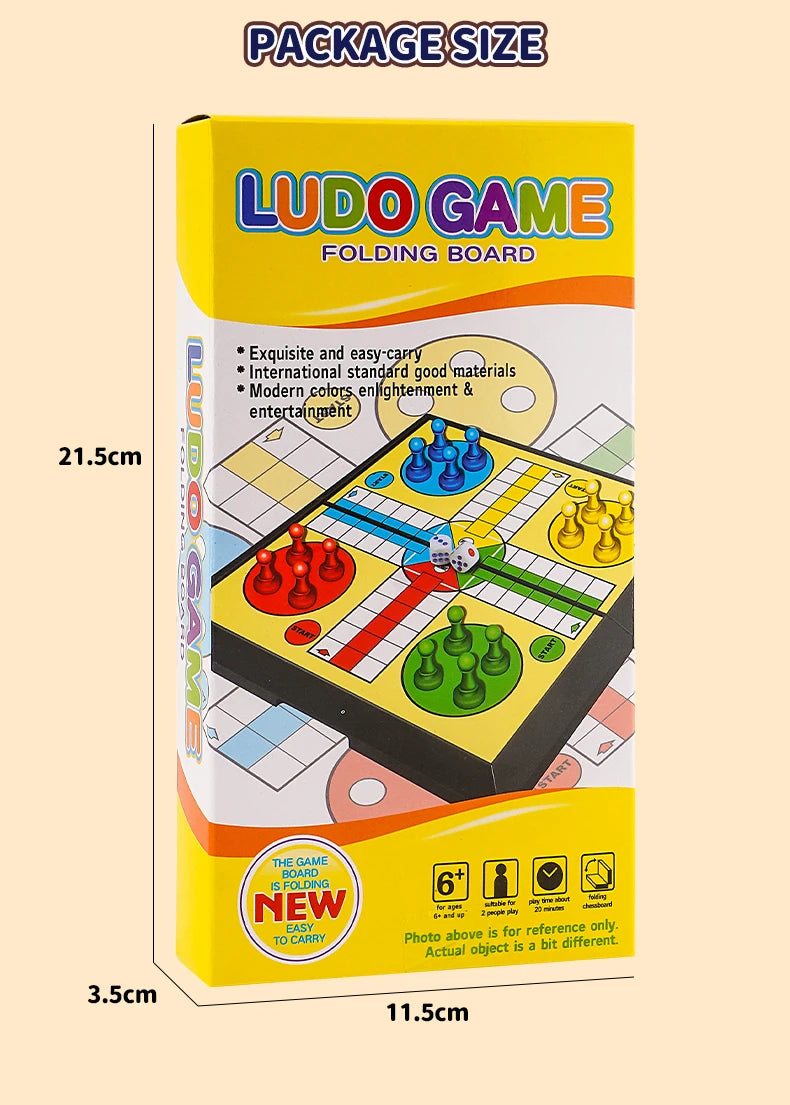 International Ludo Board Game for Kids: Portable Folding Chess Set, Educational Toy, Party Table Game for Elementary Students