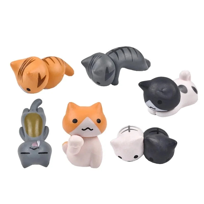 6 Pcs/Set Cartoon Lucky Cat Home Garden Bonsai Decorations Miniatures Gift Lovely Micro Landscape Kitten Miniature Craft