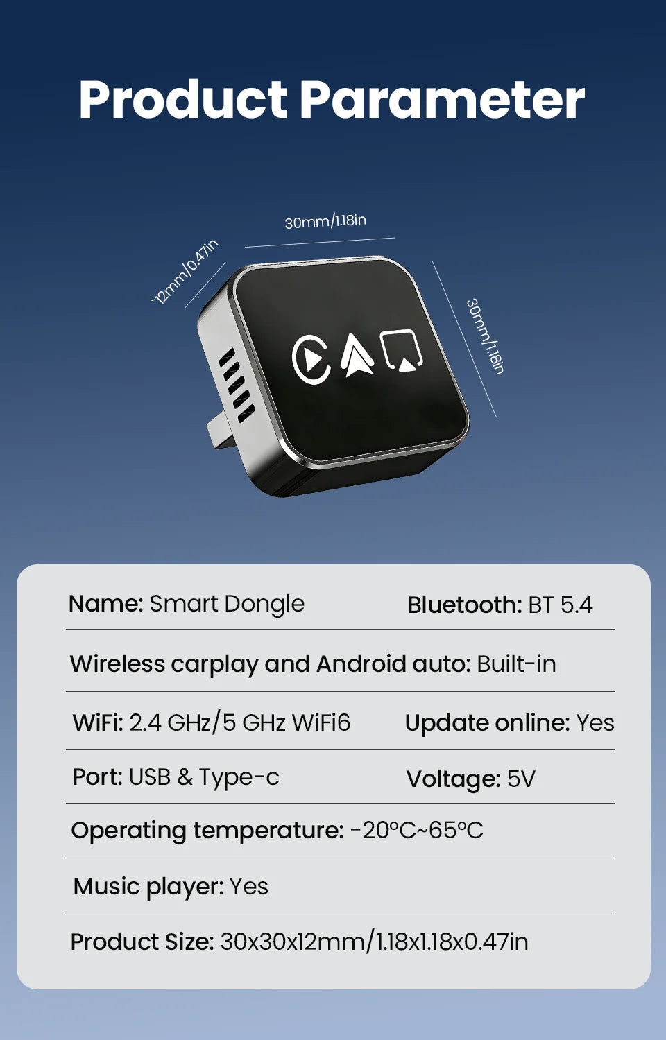 CarRocket 2026 4in1 New Carplay Adapter Wireless Android Auto Mirror Link Smart MiNi AI Box USB Plug and Play Auto Connect WiFi