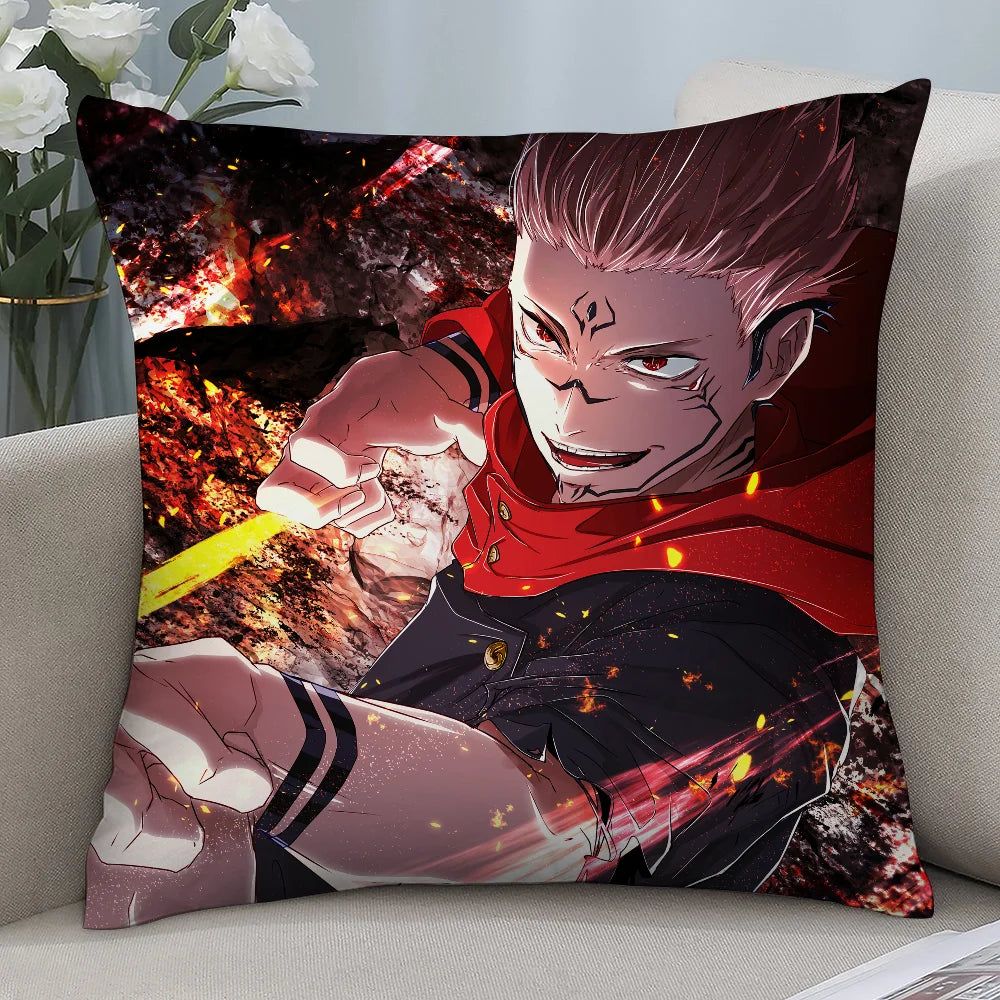 J-Jujutsu Kaisen Ryomen SukunaS Pillow Case Short Plush Pillow Covers Sofa Decor Gift Home Double-sided Printing Cushion Cover