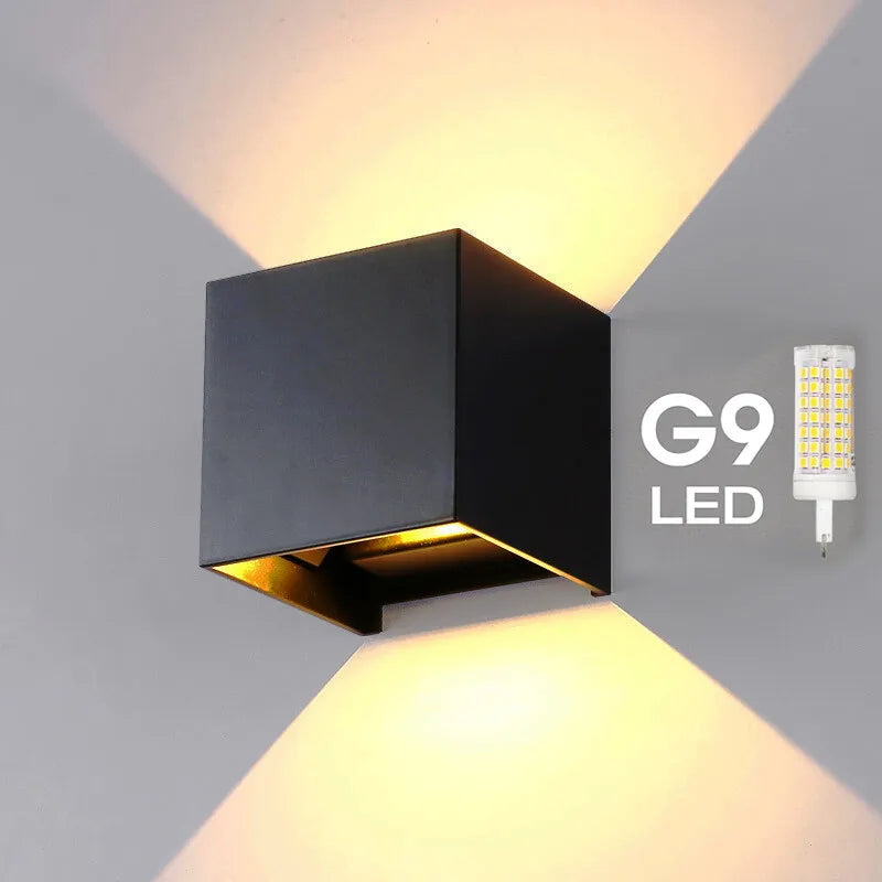Modern LED Wall Lamp Waterproof IP65 Aluminum LED Wall Light Outdoor Indoor G9 Replaceable Bulb for Living Room Bedroom Hallway