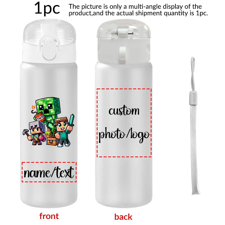 1pc Custom Back to School Game Character Pattern 780ml/26oz Plastic Water Bottle Outdoor Travel Sports Cup