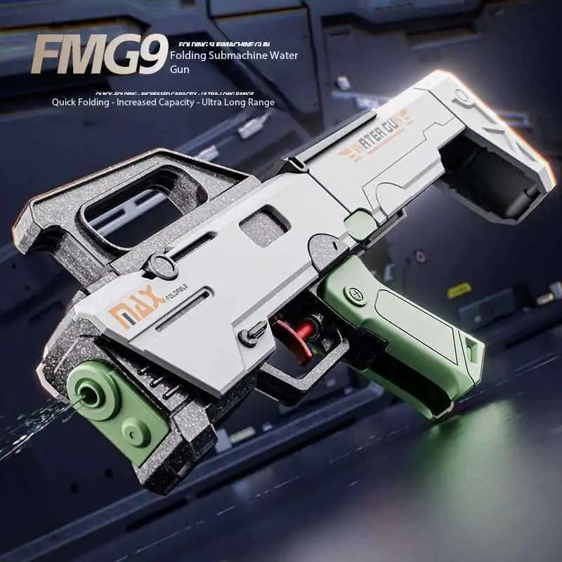 New FMG9 Folding Submachine Water Gun With Manual Continuous Firing Ultra Long Range Large Capacity Water Play Toys Water Gun 