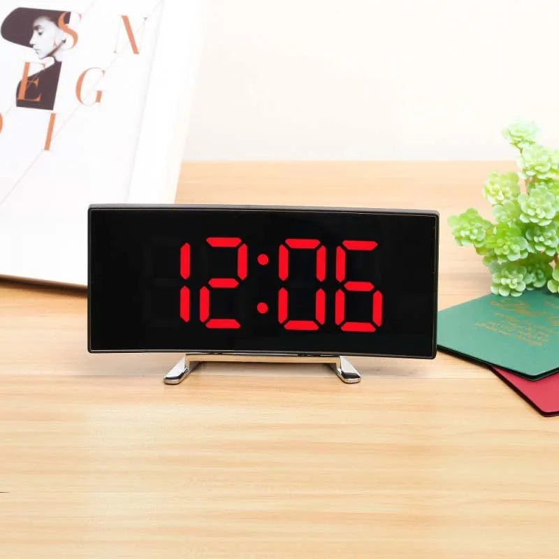 Mirror Digital Alarm Clock Temperature Date Night Mode Snooze USB Powered Always On Table Clock 12/24H Anti-disturb LED Clock