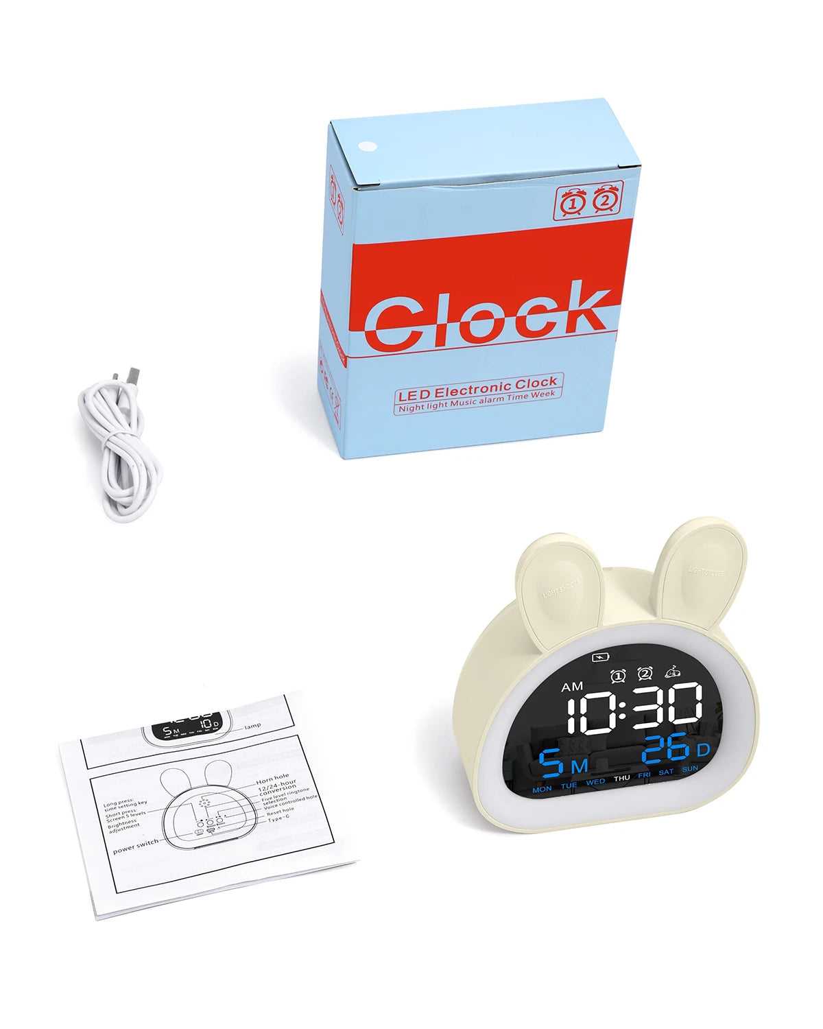 ORIA Kids Alarm Clock Ok to Wake Clock Toddlers Night Light Clock Cute Alarm Clocks with Sleep Training for Boys Girls Gift