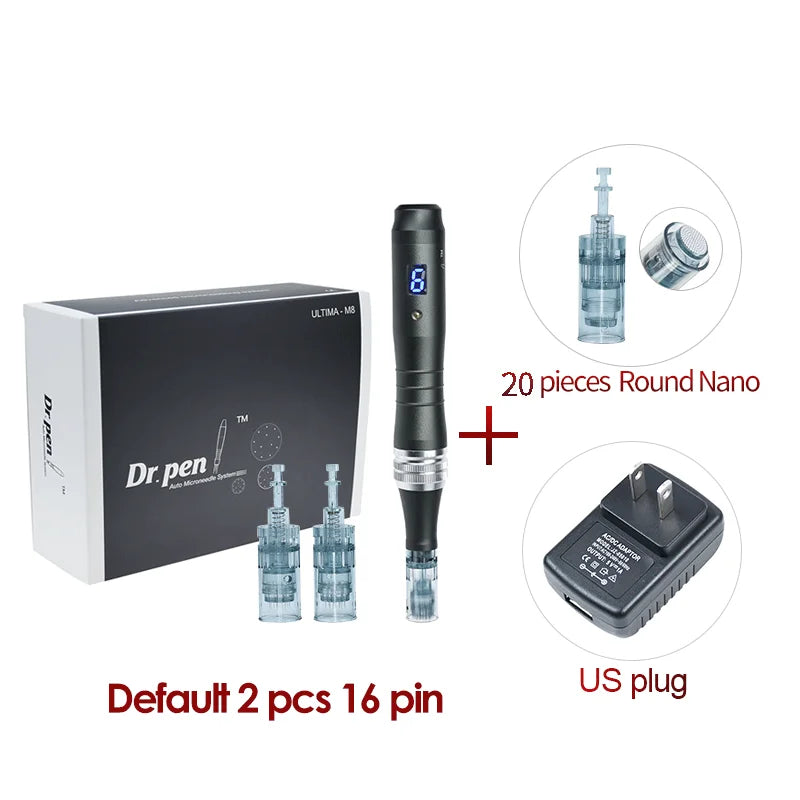 Dr pen Ultima M8 With 22 Cartridge Wireless MTS Derma Microneedle Pen Kit Professionals Use Beauty Machine Needle length 0.25 mm