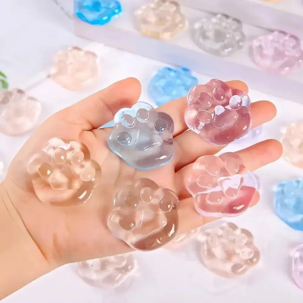 5/10/20PCS Kawaii Cat Paws Sticky Squeeze Toys Soft Realistic Glitter Cat Paws Transparent Squeeze Toys Adult Gifts