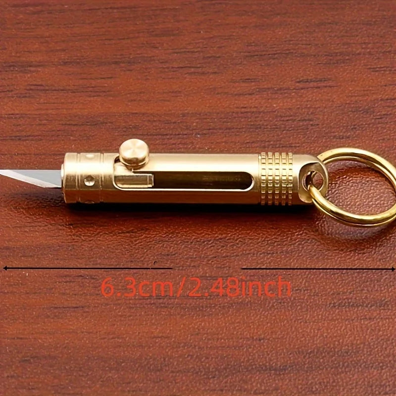 Sports Mini Copper Knife with Keychain Pendant - Portable Multi-functional Tool, Suitable for Camping, Daily Carrying and Paper Cutting, Portable Disassembly and Assembly Design, A Must for Men's Durable Outdoor Survival, Met