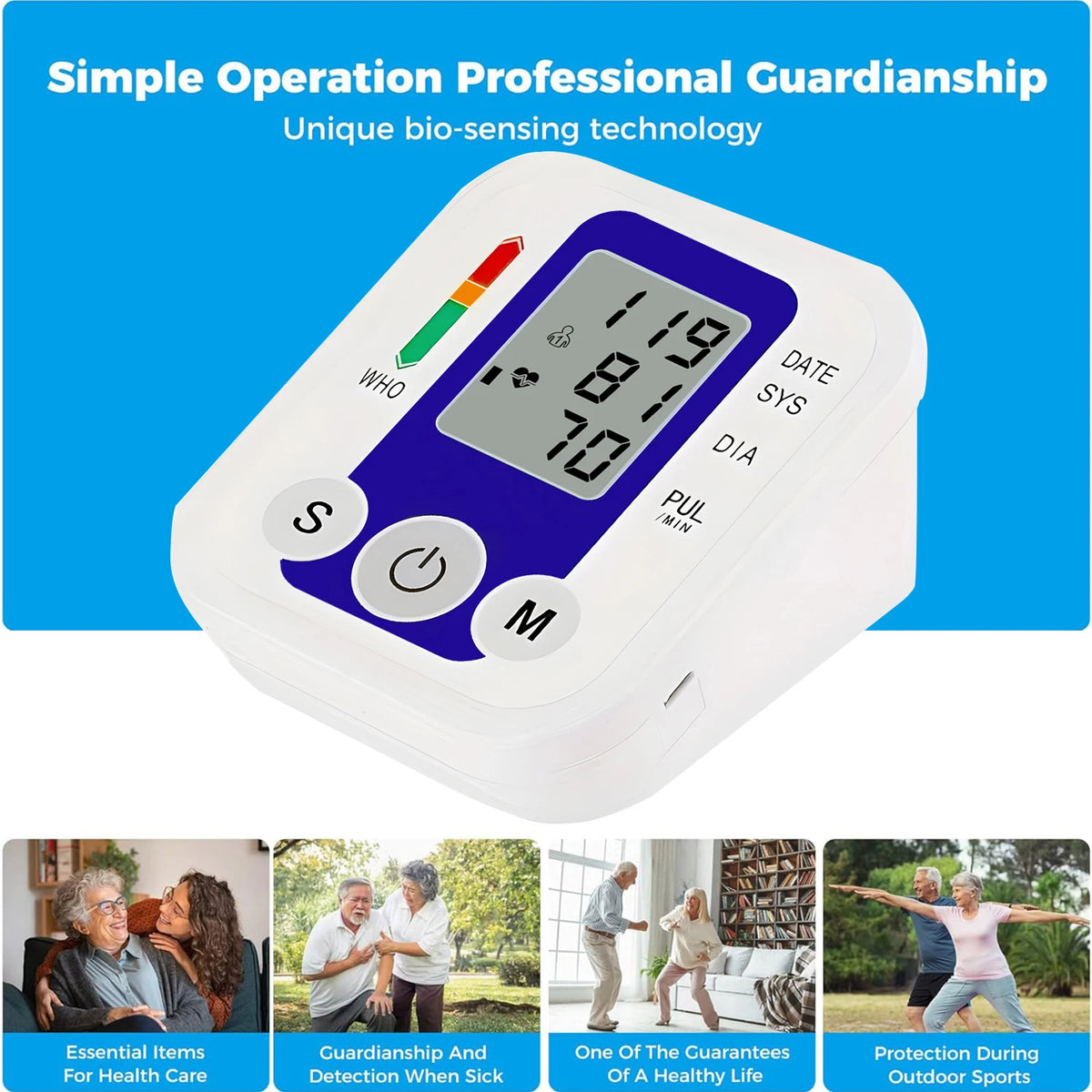 Digital Blood Pressure Monitor BP Testing Kit Medical Heart Rate Meter Armband Automatic Pulse Tonometer Health Care LED Display