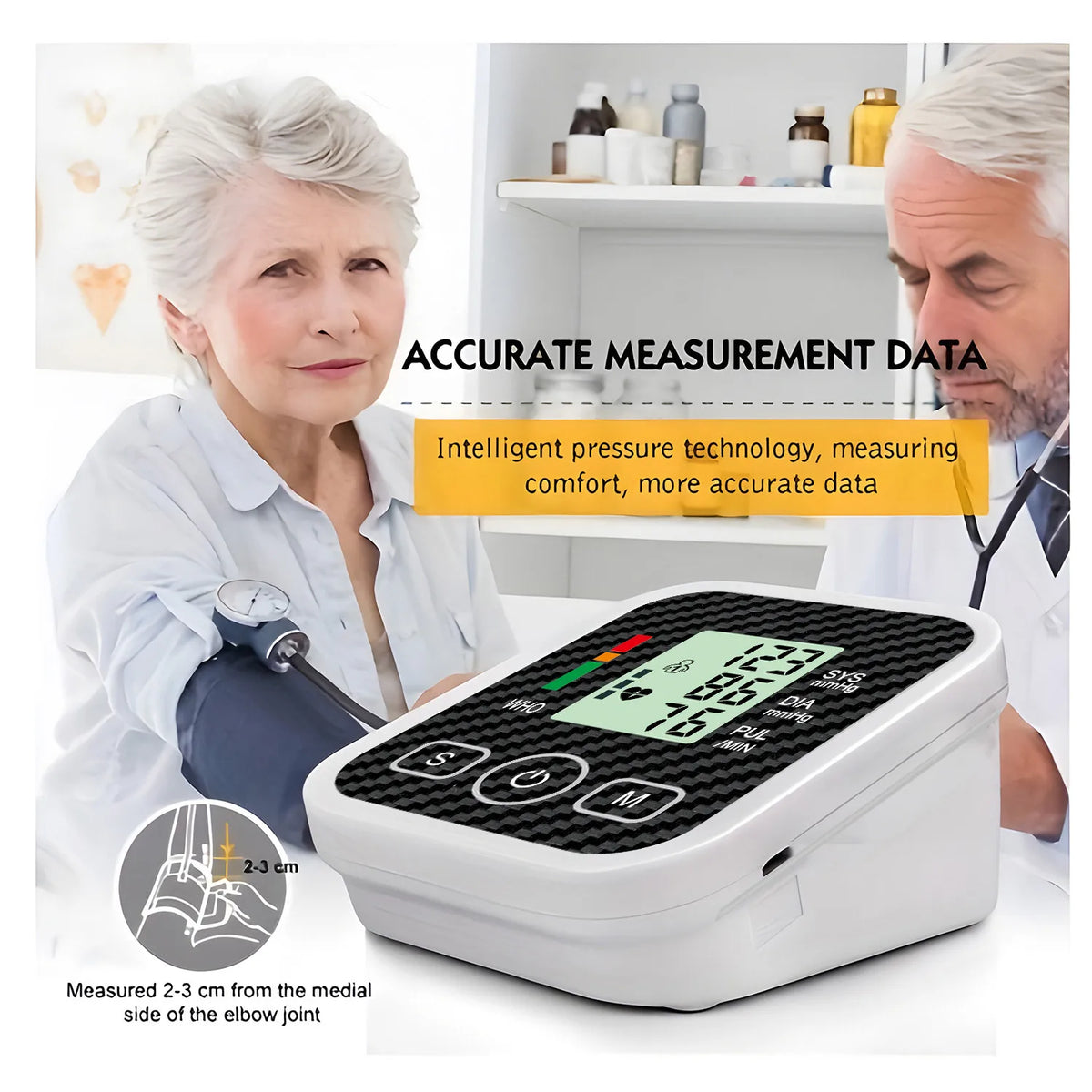 LED Digital Blood Pressure Meter Upper Arm BP Monitor Medical Tonometer Pulse Automatic Sphygmomanometer Use Dry Batterys