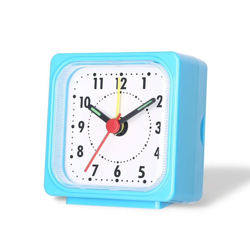 1PC Square Small Alarm Clock Acrylic Frame Quartz Movement Accurate Time Bedside Desk Clock for Bedroom Wake Up Student Clock