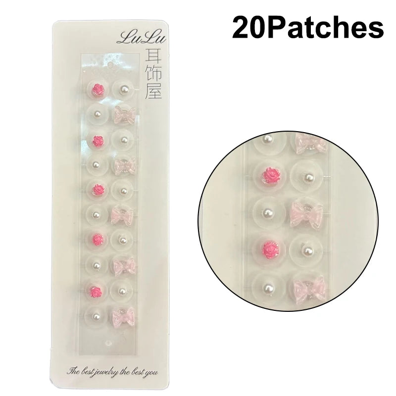 Fashion Exquisite Bowknot Colorful Flower Pearl Ear Point Stickers Ear Pressure Stick Acupuncture Auricular Ear Stickers Massage