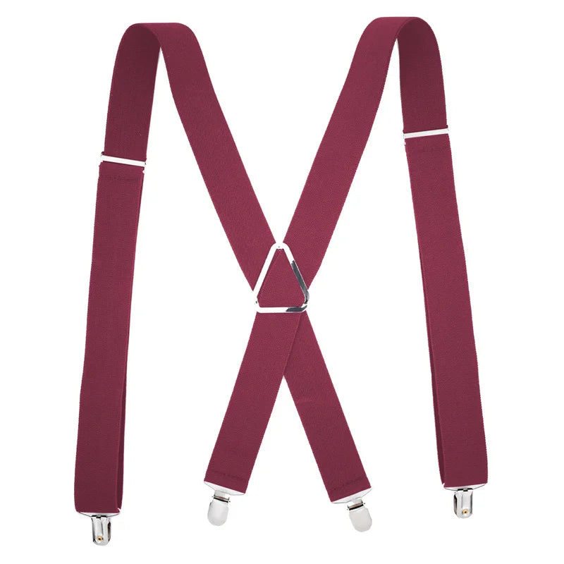 Solid Color Elastic Polyester Suspenders Braces Men Women Black Red Adjustable Straps For Wedding Suit Skirt Accessories Gifts