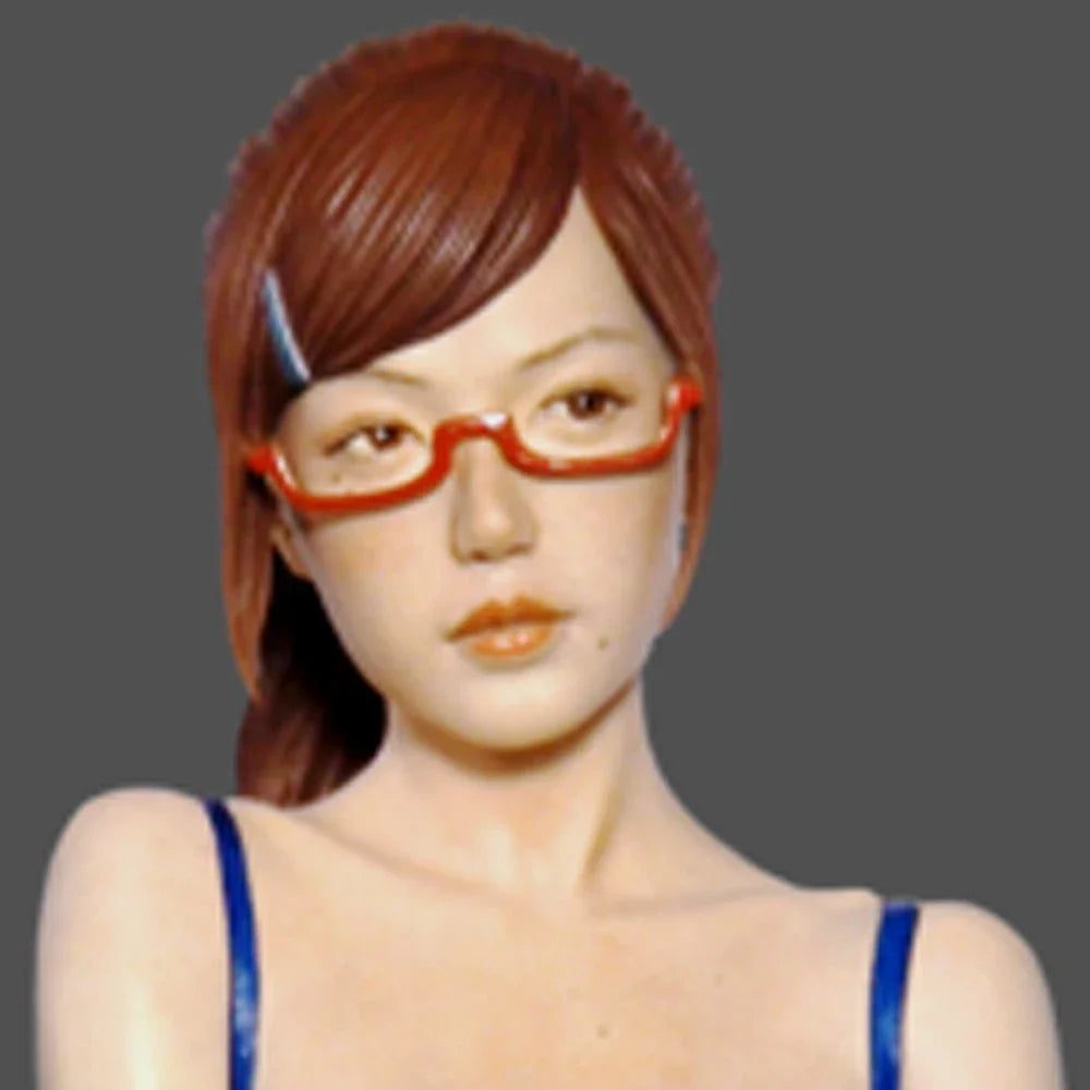 1/6 A girl with a ponytail and glasses, Resin Model figure, GK, Unassembled and unpainted kit