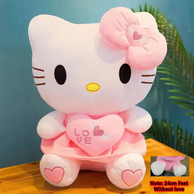 Sanrio Kitty Plush Toys Pillow 25cm Kawaii Anime KT Cat Plush Doll Soft Stuffed Cartoon Cute Pink Doll Birthday Gift For Girls