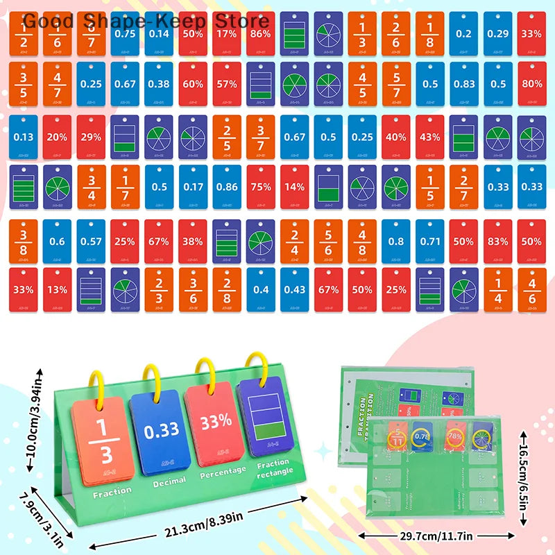 104PCS Educational Toys Decimal Fraction Percentage Conversion Cards Table Model Kids Thinking Cognition Training Aid
