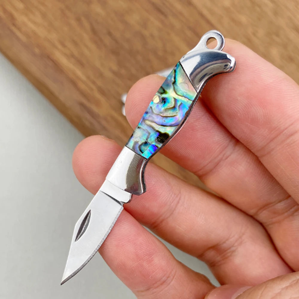 MINI Shell Brass Folding Knife Pocket Keychain Portable Resin Steel Knives Survival EDC Tool Cutter Peeler Hunting Gift