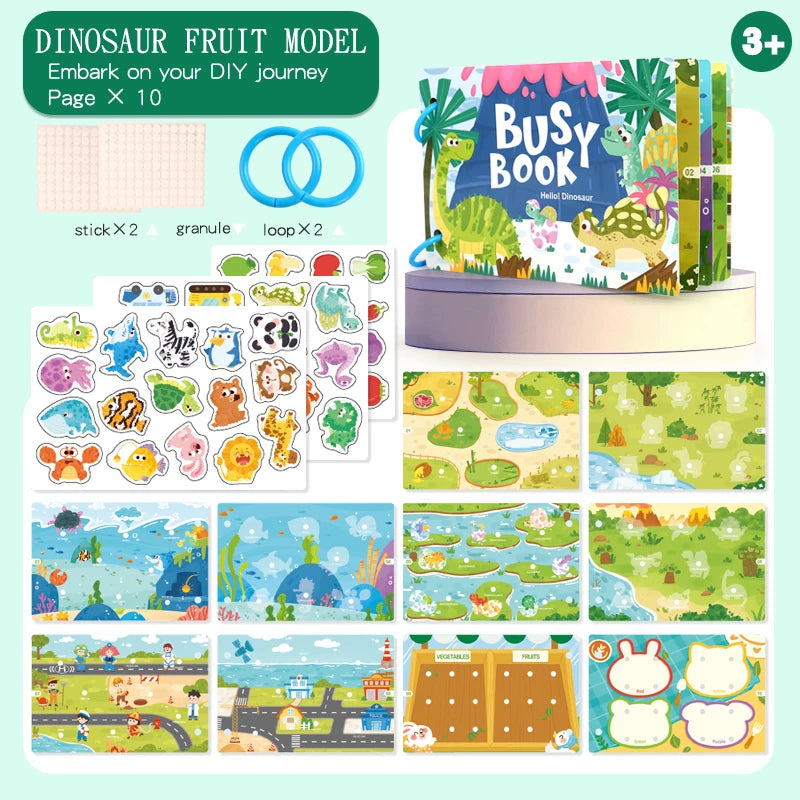 Busy Book for Kids Quiet Book Sticker Montessori Early Educational Toy Toddlers Matching Puzzles Game Baby Learning Toys Gifts