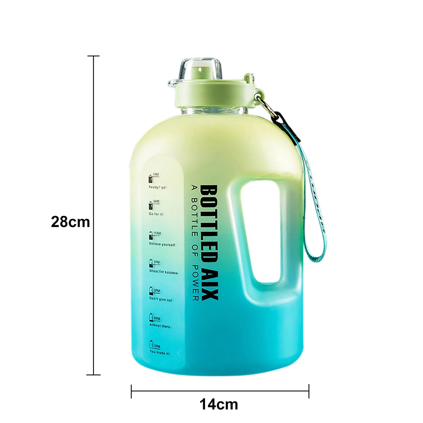 Extra Large Capacity Water Bottle Gradient Color Time Marker Designed Cup