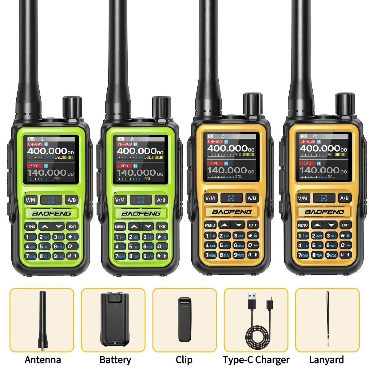 4 PAKIET BAOFENG UV-5R MINI Walkie Talkie Programowanie Bluetooth Krótkofalówka Dwukanałowe Radio Ręczne Dalekiego Zasięgu Typ-C Podwójne PTT Wielopasmowe