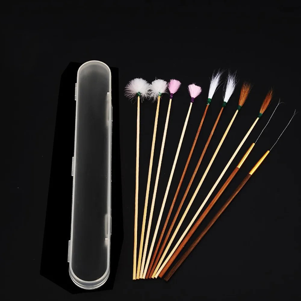 6/8/10PCS Bamboo Handle Goose Feather Earpick Stainless Steel Spoon Cleaner Wax Cleaner Tool Stick Design Ear Massage Set