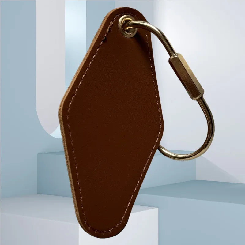 Vintage Custom Logo Diamond Shape PU Leather Keychain Personalized Name Key Chain Ring Personalize Hotel Door Number Keyring