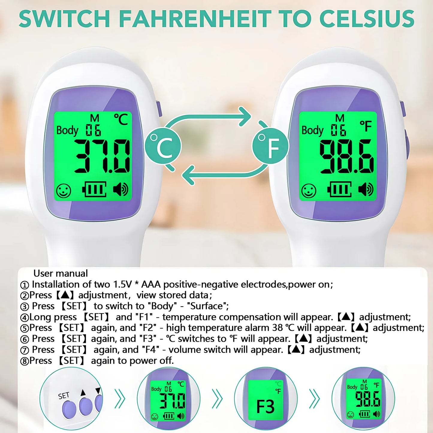 Medical Digital Infrared Thermometer Quick Temperature Measurement Medical Handheld Body Forehead Non-contact Thermometer