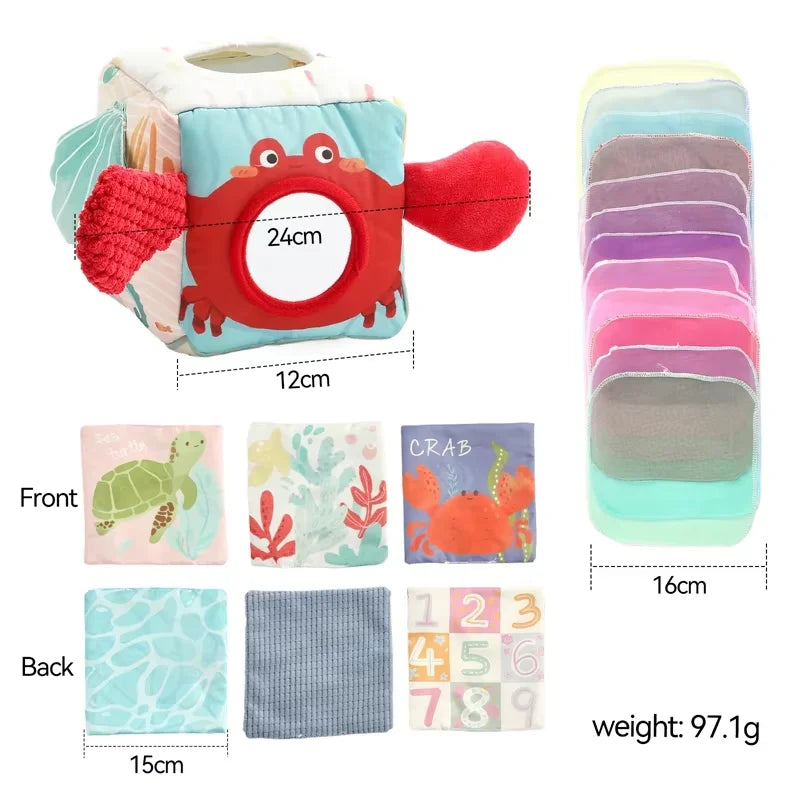 Baby Montessori Toy cotton Magic Tissue Box Finger Exercising Busy Board Game Cloth Book Cartoon Mermaid Puzzle Toy Girl's Gifts