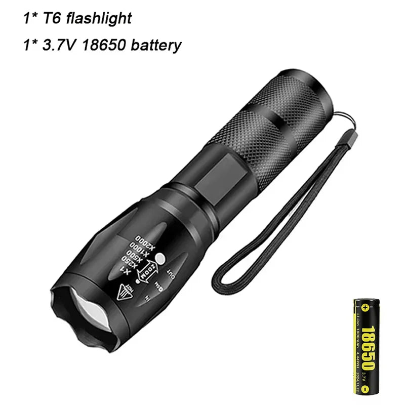 Aluminum Alloy Portable Torch Powerful LED Flashlight USB ReChargeable Outdoor Tactical Zoom Camping Waterproof Flash Light