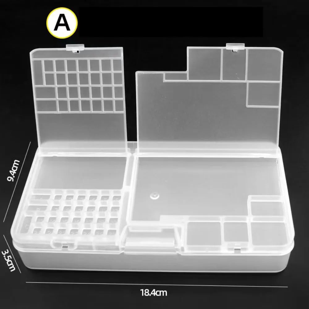 Transparent Electronic Components Storage Box 2 Layer Tool Classification Grid Phone Repair Module Organizer Compartment