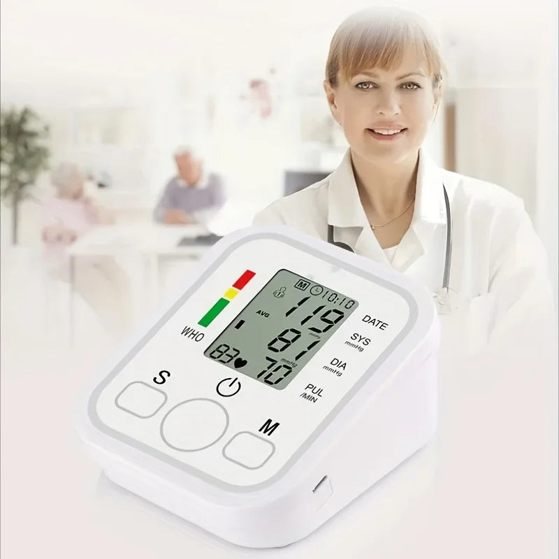Digital Arm Blood Pressure Meter 32cm Cuff Medical Automatic Pressure Tonometer Tensiometer Baumanometer for High-Precision Home