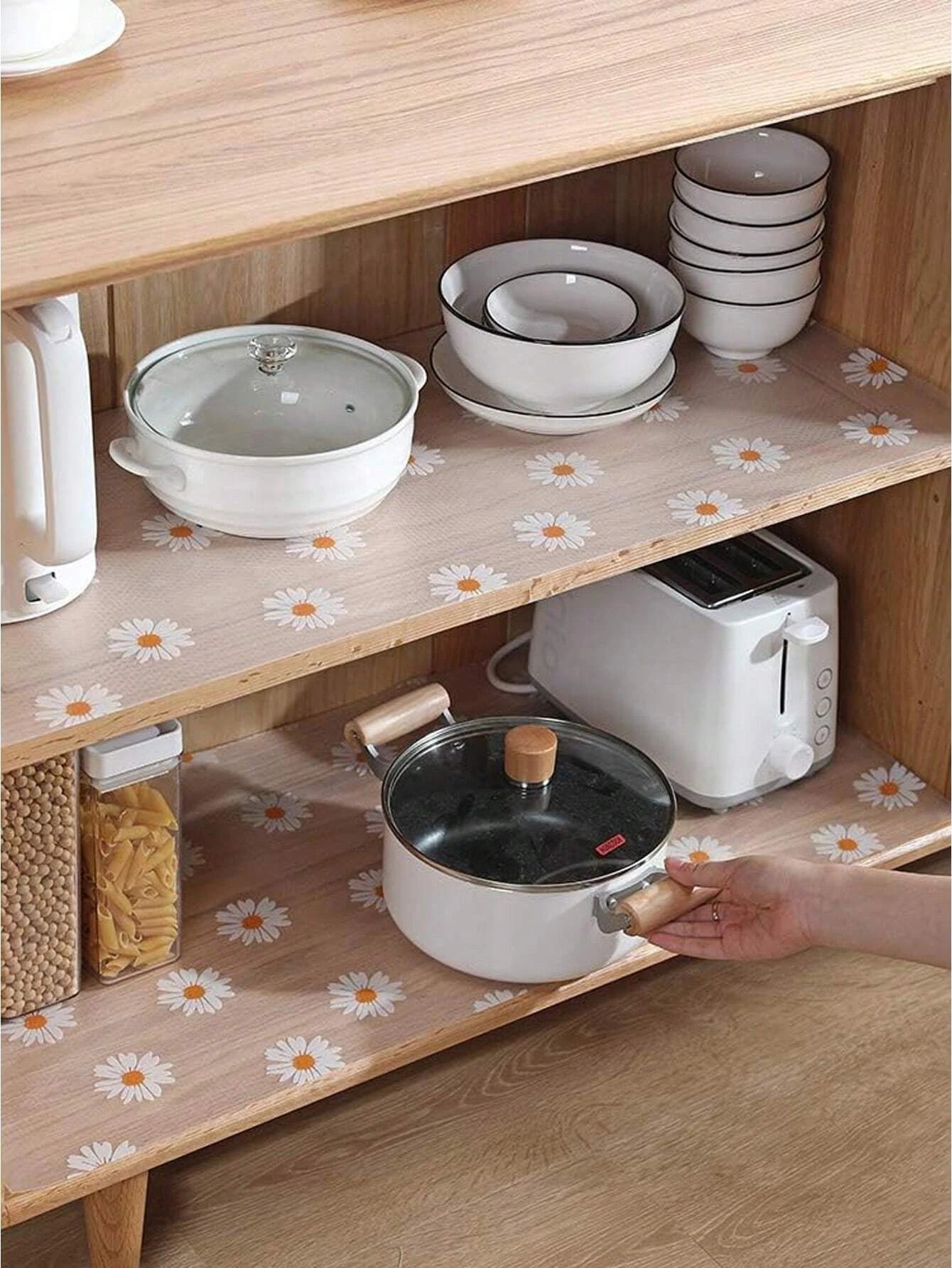 1 Roll Shelf Liner For Kitchen Cabinets EVA Waterproof Fridge Pad Cupboard Mat Easy Placemats Non-Adhesive Drawer Liner