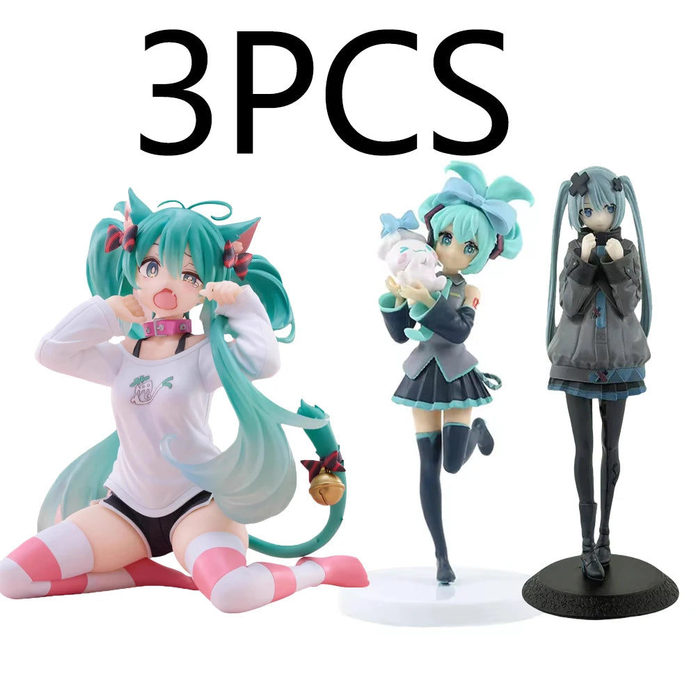 Hot sale 11-21cm Desktop Cute Hatsune Miku Kwaii Style Anime Figure Toys PVC Model Collector Doll Birthday Gift