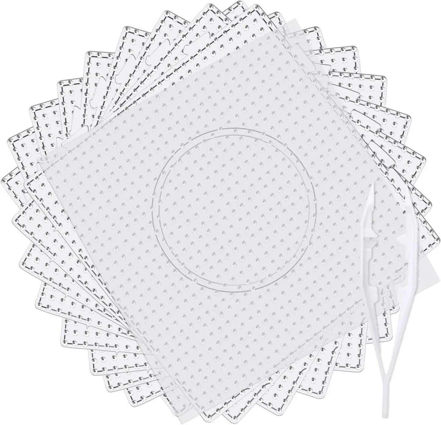 1/4/9pcs 5mm Large Square Fuse Beads Pegboards Plastic Beads Boards with Ironing Paper, Beads Tweezers for Kids Craft Beads