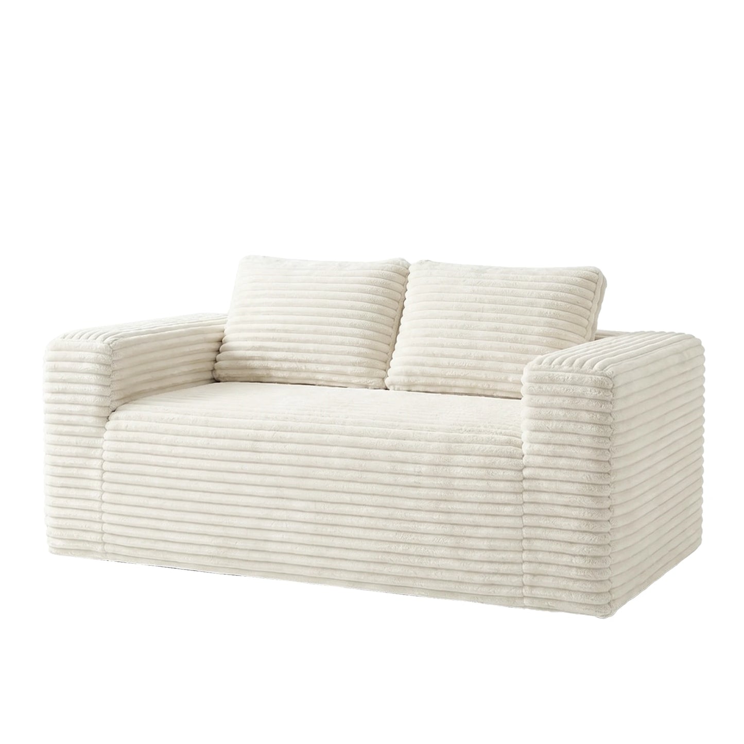 Boneless deep seat loveseat no assembly required foam base sofa plush corduroy fabric modern living room sofa for bedroom office